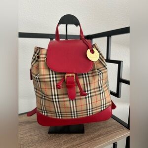 Burberry Vintage Buckle Horseferry Check Canvas Backpack